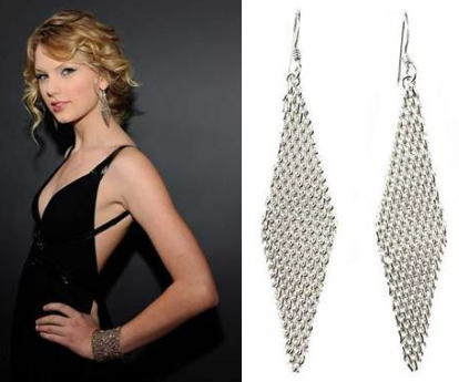 Taylor Swift Inspired The Silver Mesh Dangle Earrings