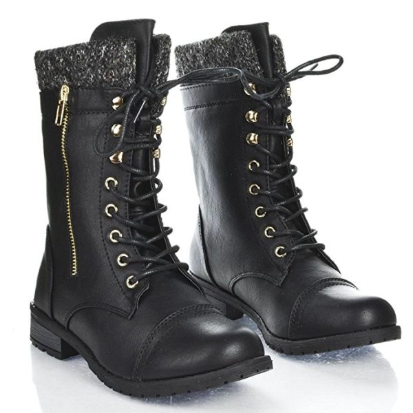 Forever Link Womens Mango-31 Round Toe Military Lace Up