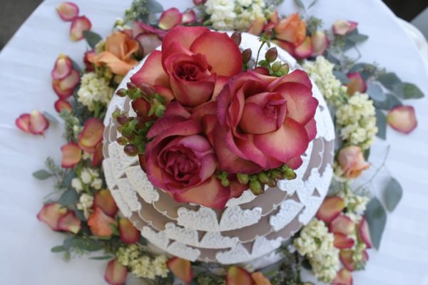 Wedding Cake with Flowers
