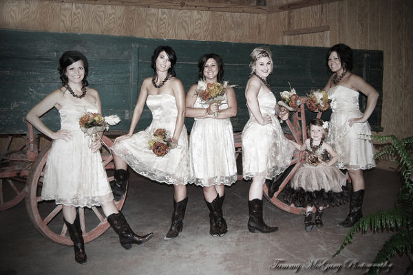 wedding party in cowboy boots